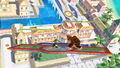 Luigi and Donkey Kong battling on Delfino Plaza.