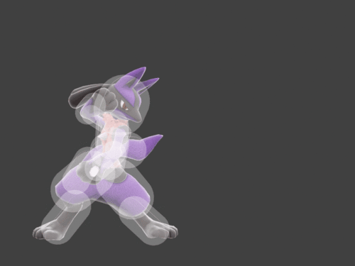 Hitbox visualization for Lucario's jab 2