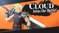Cloud's unlock notice in Super Smash Bros. for Wii U after downloading him from the Nintendo eShop.