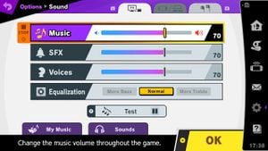 Sound settings in Super Smash Bros. Ultimate.