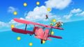Mario, Pikachu, Bowser and Pit on the red biplane.