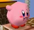 Kirby with a swallowed character in Super Smash Bros.