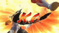 The KO background in Street Fighter IV.