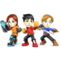 Mii Fighters as they appear in Super Smash Bros. 4.