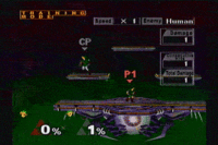 Young Link utilizing the reverse angle boomerang to knock Link onto a motion-sensor bomb.
