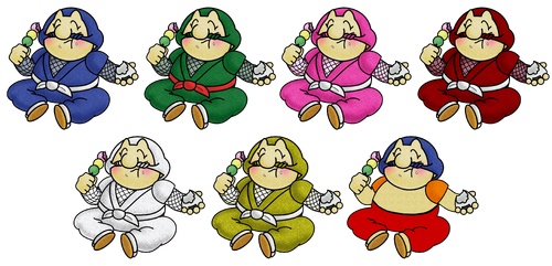 Ebisumaru's alternate costumes in Remix