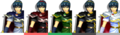 Marth's costumes in Melee.