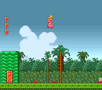 Peach's floating ability as seen in SMB2.
More specifically, the All-Star's version of SMB2.