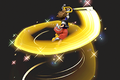 Sora using Aerial Sweep as shown by the Move List in Ultimate.