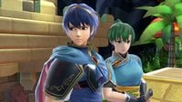 Marth with Lyn in the Great Cave Offensive.