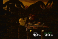 Donkey Kong using the DK grab glitch on Pikachu.