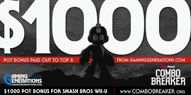 Banner for the Combo Breaker 2015 Smash 4 pot bonus announcement.