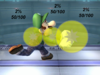 The hitboxes of Luigi's dash attack.