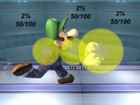 The hitboxes of Luigi's dash attack.