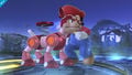 Mario with Mega Man's dog, Rush.