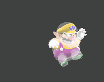 Hitbox visualization for Wario's back aerial
