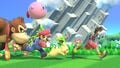 With Mario, Kirby, Pikachu and Sora on Mushroom Kingdom U.