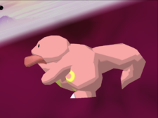 Lickitung with tongue contracted.
