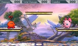 A picture of the top screen of training mode on the 3DS version of Smash 4. It was posted to Miiverse by the uploader of this file.