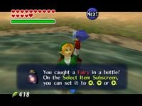 Link with a bottled Fairy in Ocarina of Time.