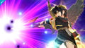A closeup of Dark Pit during the attack in Super Smash Bros. for Wii U.